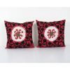 Suzani Red Bohemian Cushion Cover, Set of Two Embroidery Tri | Pillows by Vintage Pillows Store