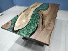 Living Room Epoxy Resin River Table, Live Edge Walnut Dining | Dining Table in Tables by LuxuryEpoxyFurniture. Item made of wood with synthetic