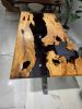 Custom Olive Table - Dining Table - Epoxy Resin River Table | Tables by Tinella Collection. Item composed of wood and metal in contemporary or art deco style