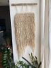XXL hand woven in natural ivory cotton wall | Tapestry in Wall Hangings by Awesome Knots. Item made of wood & cotton compatible with boho and japandi style