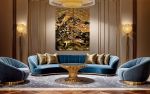 Aqua High Wave Wall Décor Gold | Decorative Objects by PlusObject