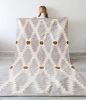 Taupe Diamonds Handwoven Kilim Rug | Area Rug in Rugs by Mumo Toronto. Item composed of fabric