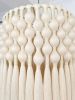 Handmade Macrame Tassel Chandelier – Boho Cotton Fringe Pendant Light, Ivory Beaded Orb Shade | Macrame Wall Hanging in Wall Hangings by RavaTapestryArt