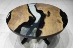 Custom 40" Diameter, Round Walnut Wood, Epoxy Dining Room | Dining Table in Tables by LuxuryEpoxyFurniture. Item composed of wood and synthetic