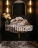 Italian Calacatta Viola Marble Sink, Designer Scalloped Bathroom Vanity | Work by Vero Marble