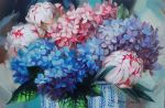 Hydrangea flowers oil painting peony art original on canvas, | Oil And Acrylic Painting in Paintings by Natart. Item composed of canvas and synthetic in contemporary style