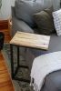 Solid Spalted Hackberry Wood & Black Metal C-Table | Side Table in Tables by Hazel Oak Farms. Item made of wood & steel