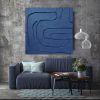 3d wall sculpture navy blue relief painting art navy blue | Mixed Media in Paintings by Berez Art. Item made of canvas with paper works with minimalism & mid century modern style