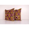 Silk Ikat Velvet Bronze Pillow Cover, Matching Pink Ikat Pil | Cushion in Pillows by Vintage Pillows Store