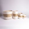 Natural Madagascar Silk Basket - Striped | Storage Basket in Storage by Tanana Madagascar. Item composed of fabric
