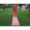 Long Gallery Turkish Runner With Geometric Tribal Medallions | Runner Rug in Rugs by Vintage Pillows Store. Item composed of cotton and fiber