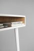 Modern White Lacquered Oak Desk with Open Cubbies | Tables by Manuel Barrera Habitables. Item composed of oak wood