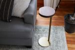 Small, Live-edge Walnut, Gold round side table | Tables by Hazel Oak Farms. Item made of walnut with steel