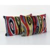 Silk Ikat Velvet Pillow, Set of Two Silk Ikat Lumbar Cushion | Pillows by Vintage Pillows Store