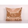 Suzani Square Pillow Fashioned from Uzbek Textile - Faded Br | Cushion in Pillows by Vintage Pillows Store