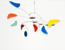 Hanging Mobile Mid Century Modern Rainbow in Serenity Style | Wall Sculpture in Wall Hangings by Skysetter Designs. Item made of metal compatible with mid century modern style