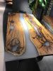 Live Edge Epoxy Table - Smoke Epoxy Resin Dining Table | Tables by Tinella Collection. Item made of wood with metal works with contemporary & art deco style
