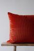 Red Orange Ribbed Velvet Pillow 20x20 | Pillows by Vantage Design