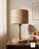 Handmade Oak Wood Table Lamp, Geometric Marquetry, Modern Bedside Light, Home Decor Gift | Lamps by Vesta Corte
