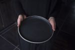 BLACK on GREY , Handmade handcrafted anthracite stoneware | Plate in Dinnerware by Laima Ceramics. Item composed of stoneware in minimalism or contemporary style