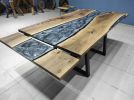 Custom Order Walnut Metallic Gray Epoxy Table - Foldable | Dining Table in Tables by LuxuryEpoxyFurniture. Item made of wood with synthetic