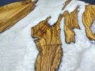 Custom 30" Diameter, Round Olive Wood, Metallic White Epoxy | Dining Table in Tables by LuxuryEpoxyFurniture. Item composed of wood & synthetic