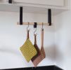 Suspended Storage Straps | Storage by Keyaiira | leather + fiber. Item made of wood with leather