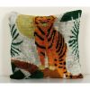 Square Silk Tiger Ikat Velvet Pillow, Yellow Animal Pattern | Sham in Linens & Bedding by Vintage Pillows Store. Item composed of cotton and fiber