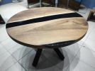 Custom 48" Diameter, Round Walnut Wood, Black Epoxy Dining | Dining Table in Tables by LuxuryEpoxyFurniture. Item composed of wood & synthetic
