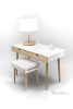 Desk White in Lacquer, Dressing Table with White Stool | Tables by Manuel Barrera Habitables. Item composed of oak wood