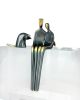 Combo Set: Close to Me Sculpture with Grooming Cat | Sculptures by YENNY COCQ