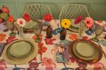 Retro Flowers Tablecloth | Linens & Bedding by OSLÉ HOME DECOR. Item composed of fabric