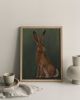 Woodland Hare Art Print, Light Green Spring Rabbit Wall Art | Prints in Paintings by The Ugly Cat Studio