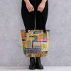 Tote Bag - The Hearth Quilt - Folk Patchwork Art | Work by Eman's Gallery