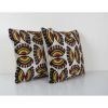 Velvet Ikat Cushion - Square Matching Beige Silk Ikat Velvet | Pillows by Vintage Pillows Store