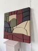 Modern Geometric Wall Art – Textured Plaster Painting – Handmade Mixed Color Artwork – Abstract 3D Relief in Moss, Burgundy, Beige and Black | Wall Sculpture in Wall Hangings by Vaiva Art Atelier