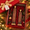 Handcrafted Mahogany Candle Holders – Geometric Marquetry Gift Set (Holiday Edition) | Decorative Objects by Vesta Corte