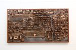 Chicago Cityscape 54"x30" wood wall sculpture | Wall Hangings by Craig Forget | 948 Lakeshore Rd 107 in Essex. Item made of oak wood works with mid century modern & contemporary style