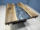 Custom Order Walnut Metallic Gray Epoxy Table - Foldable | Dining Table in Tables by LuxuryEpoxyFurniture. Item made of wood with synthetic