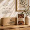 Handmade Walnut Wine Bottle Holder, Wooden Marquetry Decor, Scandinavian Minimalist Home Accent, Housewarming Gift | Tableware by Vesta Corte
