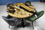 Custom 52" Diameter, Round Olive Wood, Clear Epoxy Dining | Dining Table in Tables by LuxuryEpoxyFurniture. Item composed of wood and synthetic