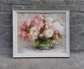 Peony oil painting original canvas, Large painting flowers | Oil And Acrylic Painting in Paintings by Natart. Item made of canvas with synthetic works with contemporary style