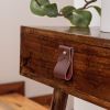 Small Wide Leather Pull [Flag End] | Hardware by Keyaiira | leather + fiber | Artist Studio in Santa Rosa. Item made of fabric with leather