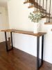 Live Edge Black Walnut Sofa Console Bar Table | Console Table in Tables by Good Wood Brothers. Item composed of walnut and metal in mid century modern or modern style