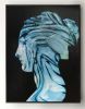 Stone Whisper – Abstract Blue Female Profile Painting | Mixed Media in Paintings by Dario Moschetta