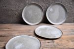 Set of 4 cake plates - (set nr4) STC organic natural shape | Dinnerware by Laima Ceramics. Item composed of stoneware in minimalism style