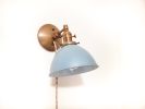 Adjustable Bedside Reading Wall Light - Antique Brass | Sconces by Retro Steam Works. Item made of fabric with brass works with mid century modern style