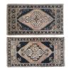 Soft Color Pair of Small Turkish Rug Floor Mats, Traditional | Area Rug in Rugs by Vintage Pillows Store. Item composed of cotton and fiber