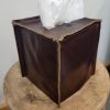 Brown Shiny Leather Single Tissue Box Cover | Toiletry in Storage by Vantage Design