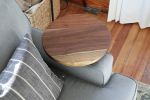 15" Live Edge Walnut Gold Round Industrial Side Table | Tables by Hazel Oak Farms. Item composed of walnut & steel